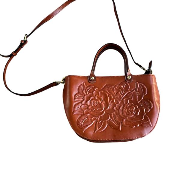 PATRICIA NASH FAIRFORD TULLED LEATHER SATCHEL CLASSIC HANDBAG CASUAL NEUTRAL - Picture 11 of 11